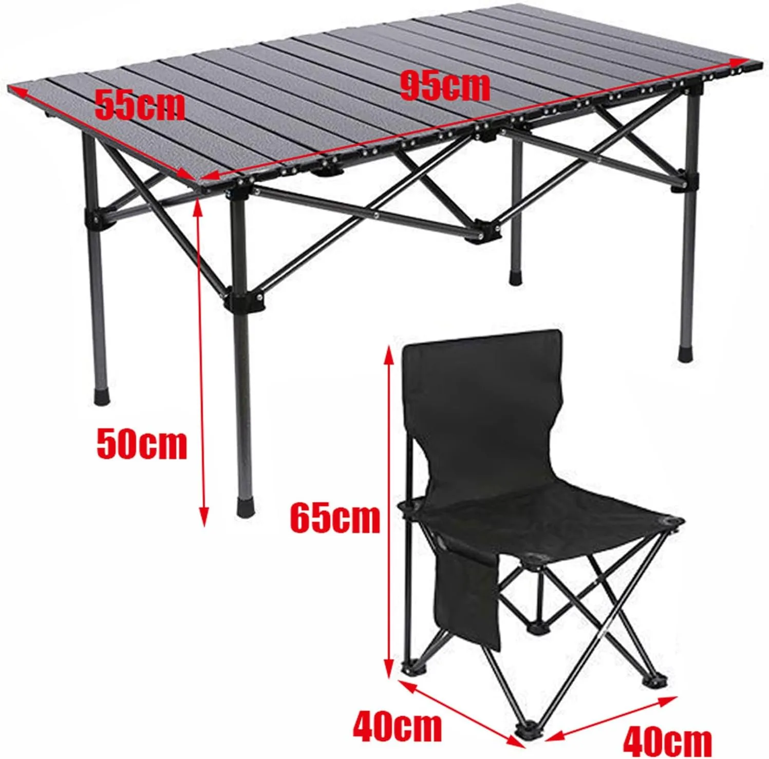 Folding Picnic Tables Portable Ultralight Hiking Chairs Outdoor Beach Camping Chair Set with Roll up Carbon Steel Camping Tables and Net Bag, 95cm-black-5pcs