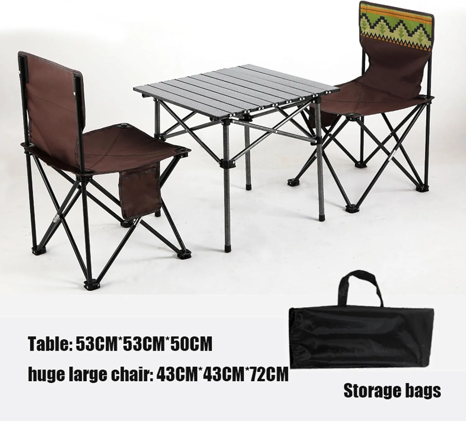 Folding Table airs Sets, Aluminum Foldable Picnic Table Portable Camping Table and airs for Picnic,Bea,Fishing,Hiking,BBQ,Parties, Patio, Black