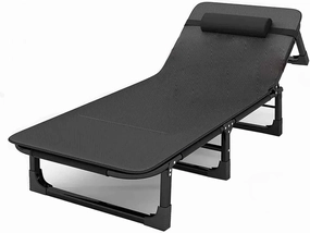Folding Camping Cot Load 350 Lbs Sleeping Cots for Adults W/Mattress Pillow Eye Mask Reclining Chaise Cotton Pad Folding Cot