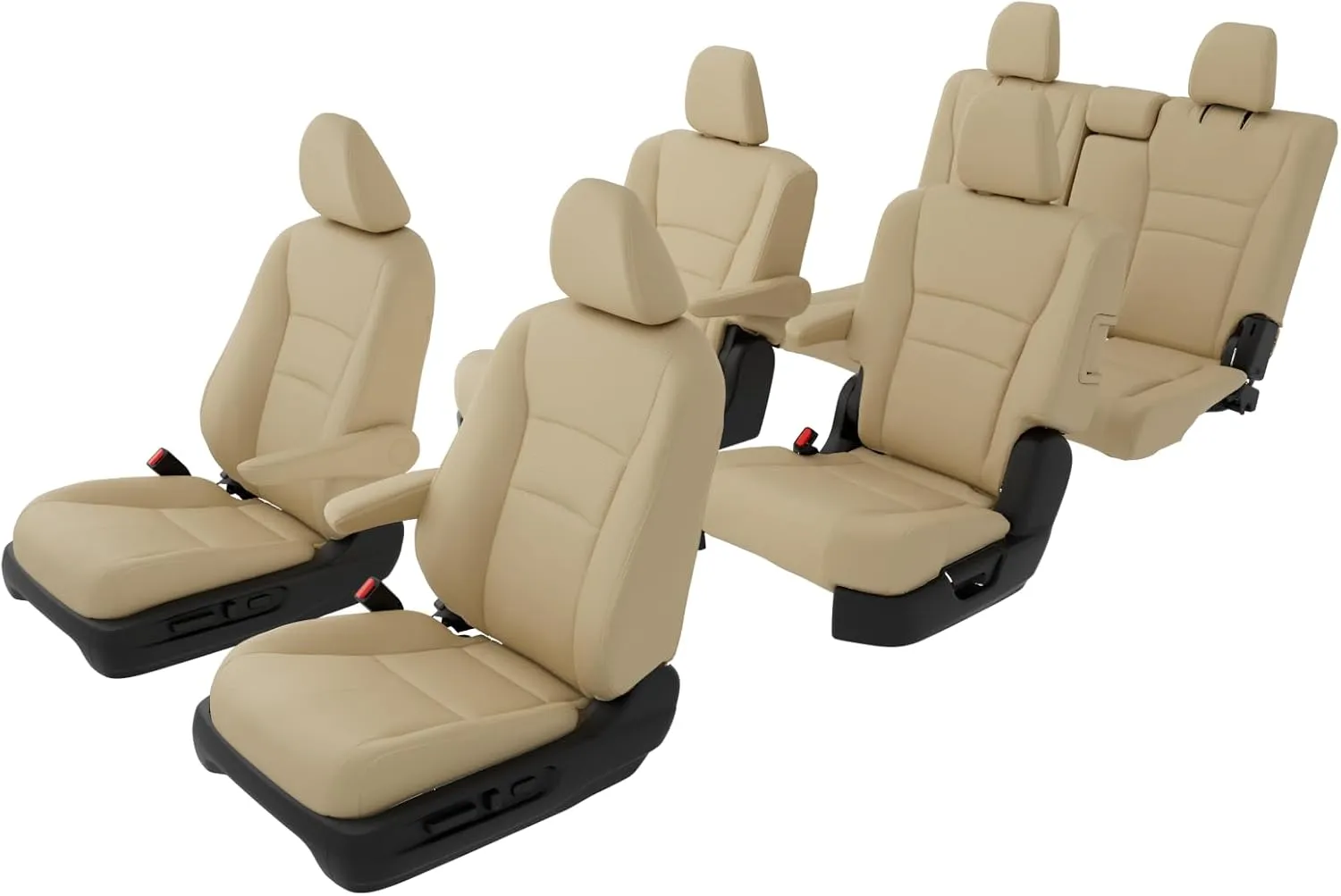 for Honda Pilot Seat Covers, Car Seat Protectors Full Set Custom Fit Pilot Elite,Black Edition 2016 2017 2018 2019 2020 2021 2022-7 Seats, Faux Leather Full Coverage Waterproof, Beige
