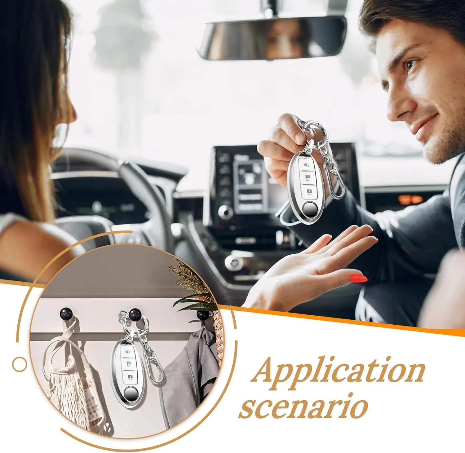 for Nissan Key Fob Cover with Upgraded Anti loss Durable Metal Keychain, Fashionable Soft Case for Murano Pathfinder Rogue Titan Versa Infiniti (3 Button) Key (Silver, A1)