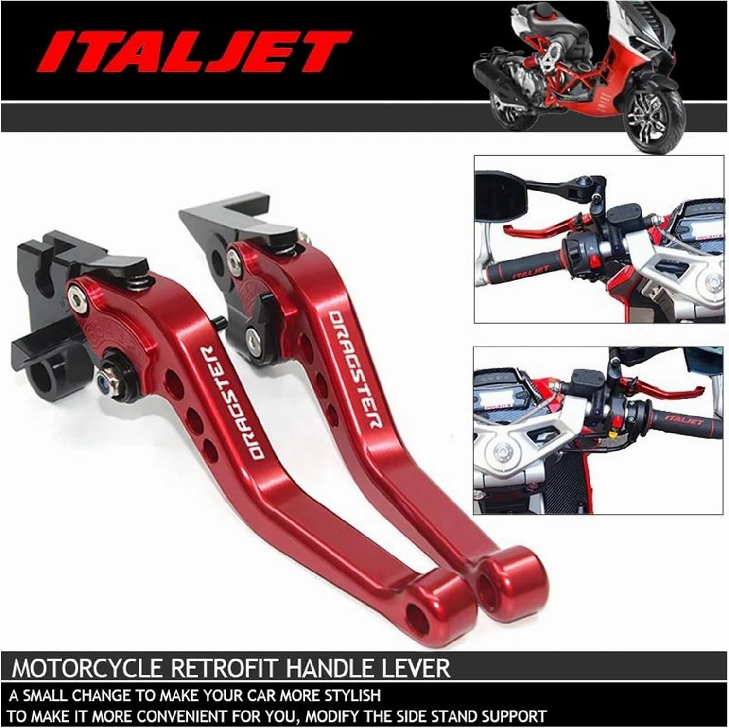 For Italjet Dragster 200 2021 2022 JC200T-9 Motorcycle Retrofit Accessories Handle Lever Brake Clutch Levers (Color : 4)