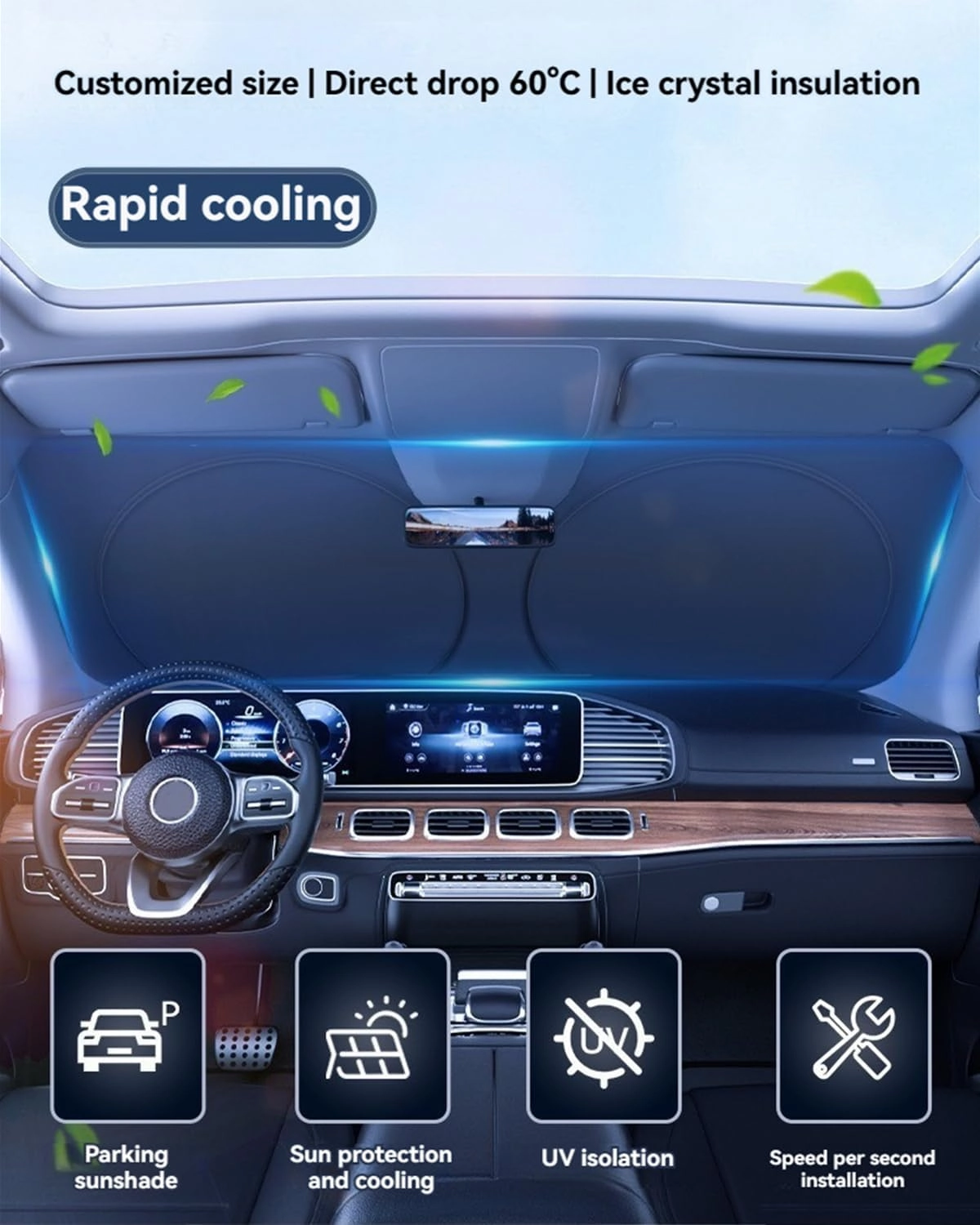 for Volkswagen Atlas Sun Shade Sunshade Windshield - Front Windshield Shade Custom Fit Atlas 2018-2024 Car Accessories