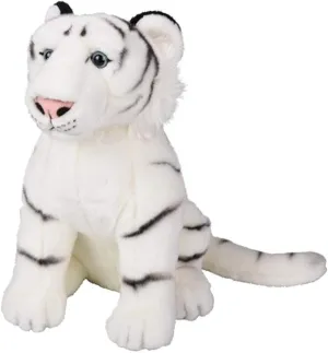 Forest & Twelfth 15” Lifelike Stuffed White Tiger, Realistic Look Soft Plush Toys, Nursery and Room Decor, Baby Shower Decoration, Birthday Gift for Boys & Girls Ages 3  (White Tiger)