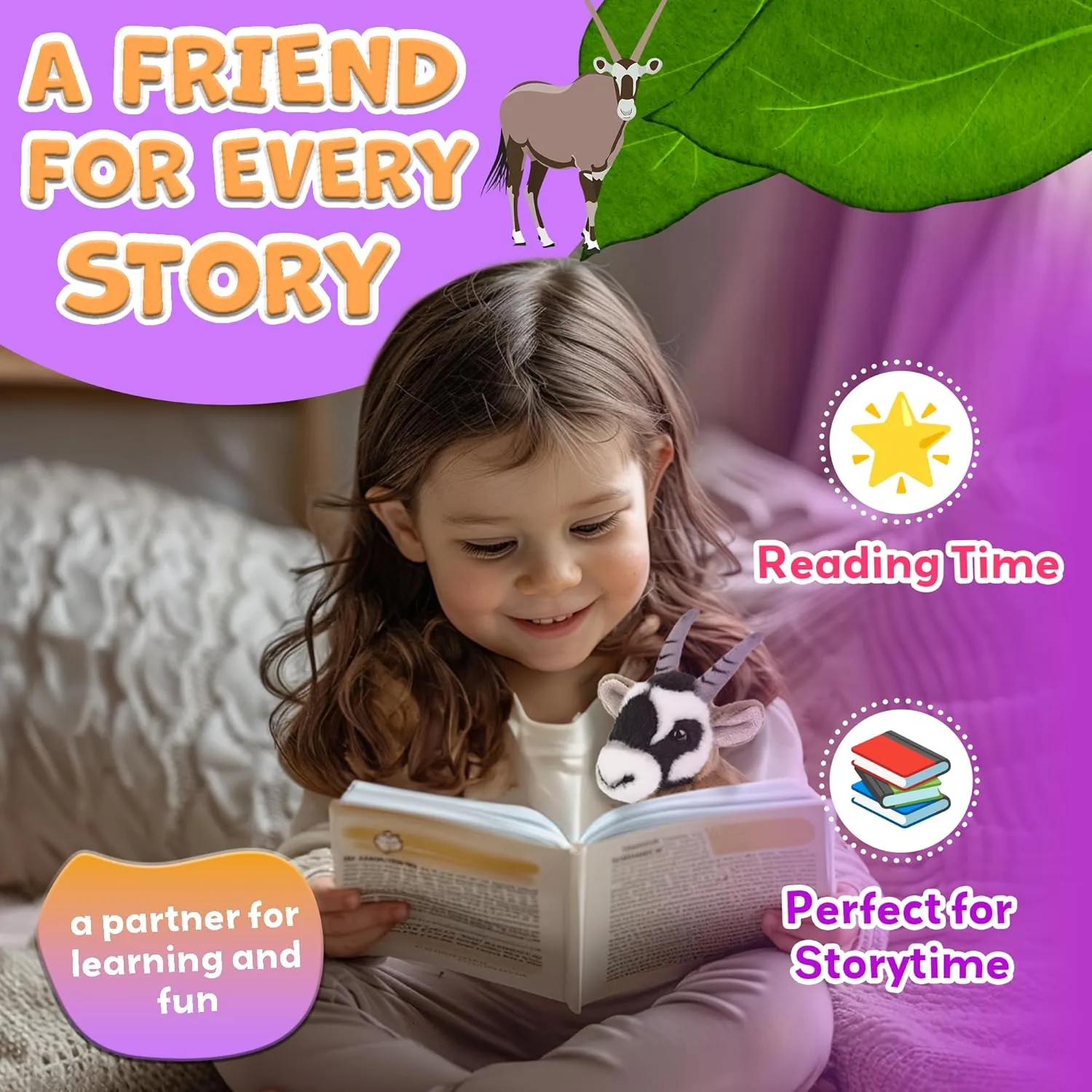 Forest & Twelfth 7" - 8" Stuffed Animal, Soft Plush Toy, Cute Stuffed Animal for Boys and Girls, Realistic Looking Small Stuffed Animals, Nursery and Room Decor (7" Oryx)
