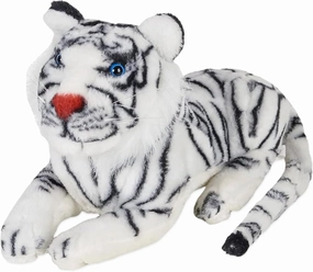 Forest & Twelfth 15” Magnificent Stuffed Laying White Tiger, Realistic Look Soft Plush Toys, Nursery and Room Decor, Baby Shower Decoration, Birthday Gift for Boys & Girls (Laying White Tiger)
