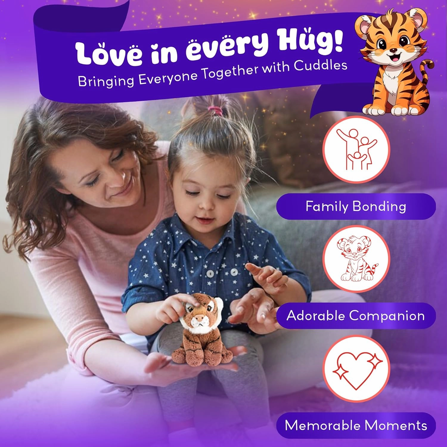 Forest & Twelfth 5" Stuffed Animal, Soft Plush Toy, Cute Stuffed Animal for Boys and Girls, Realistic Looking Small Stuffed Animals, Nursery and Room Decor (5" Tiger)