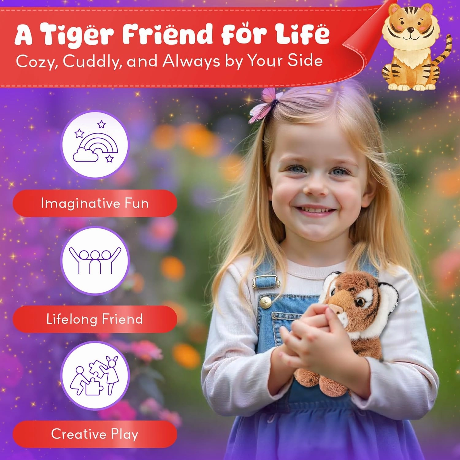 Forest & Twelfth 5" Stuffed Animal, Soft Plush Toy, Cute Stuffed Animal for Boys and Girls, Realistic Looking Small Stuffed Animals, Nursery and Room Decor (5" Tiger)