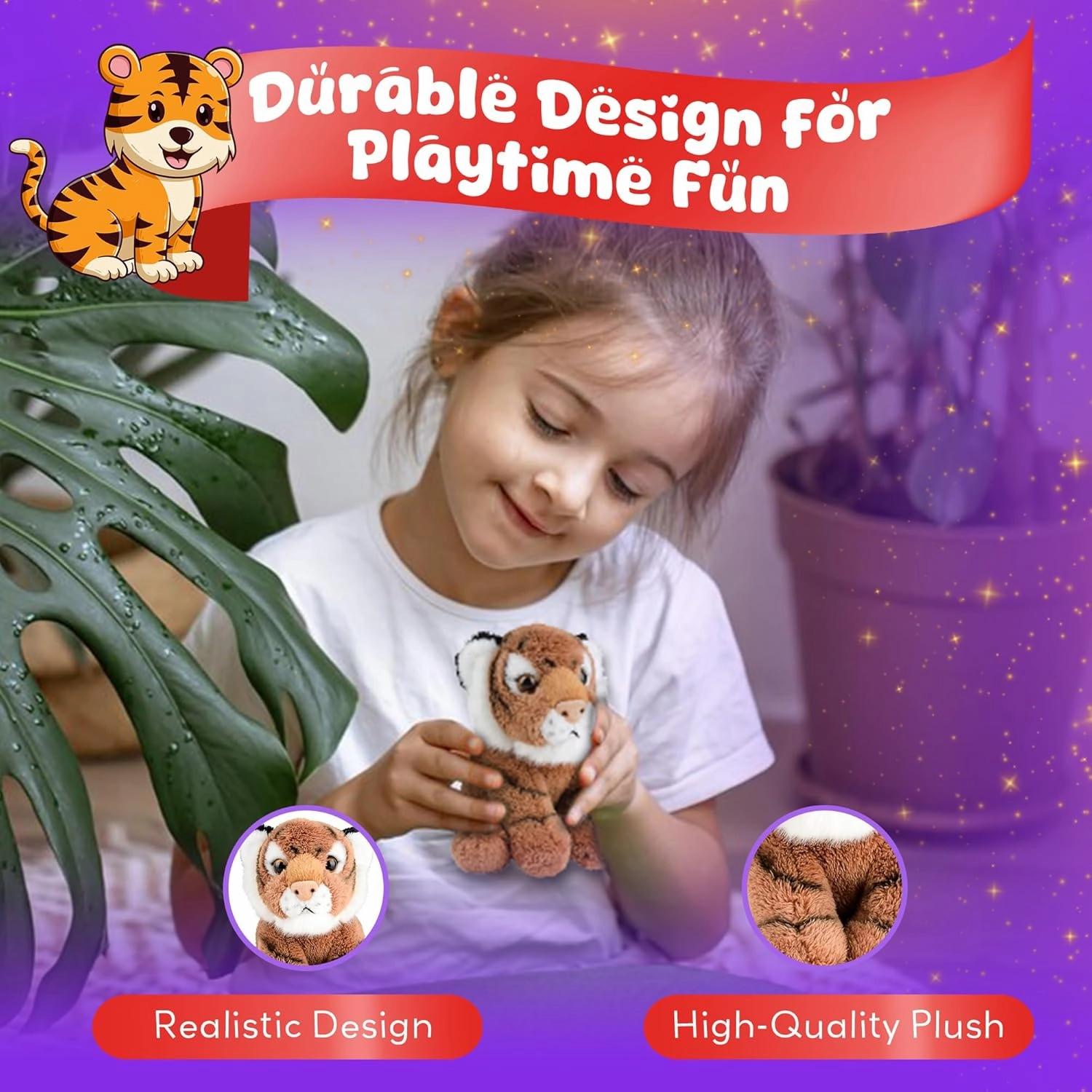 Forest & Twelfth 5" Stuffed Animal, Soft Plush Toy, Cute Stuffed Animal for Boys and Girls, Realistic Looking Small Stuffed Animals, Nursery and Room Decor (5" Tiger)