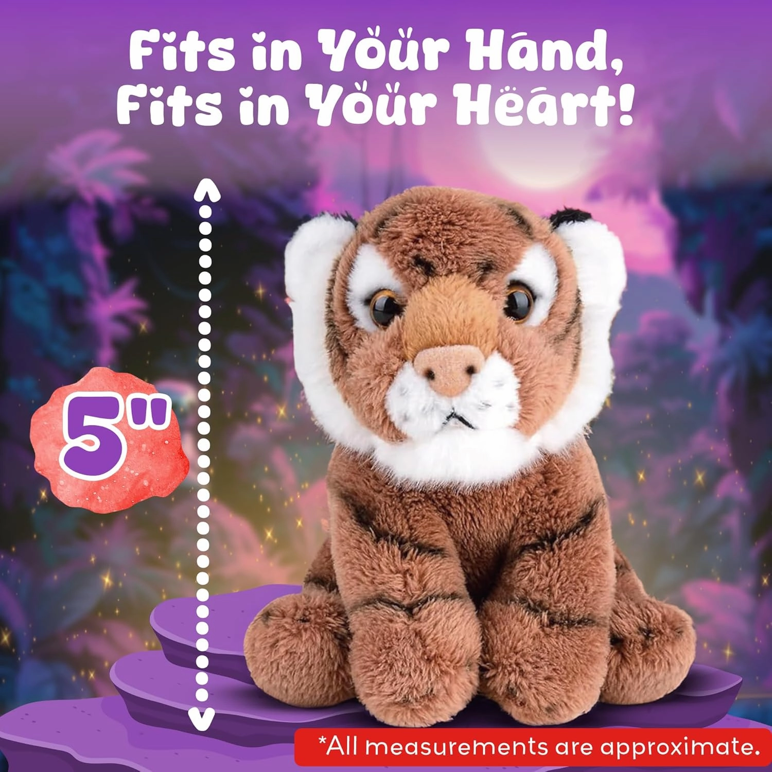 Forest & Twelfth 5" Stuffed Animal, Soft Plush Toy, Cute Stuffed Animal for Boys and Girls, Realistic Looking Small Stuffed Animals, Nursery and Room Decor (5" Tiger)