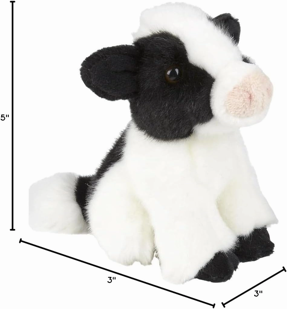 Forest & Twelfth 6" Stuffed Cow Soft Plush Toy, Cute Stuffed Animal for Boys and Girls, Realistic Looking Small Stuffed Animals, Nursery and Room Decor (6" Cow)