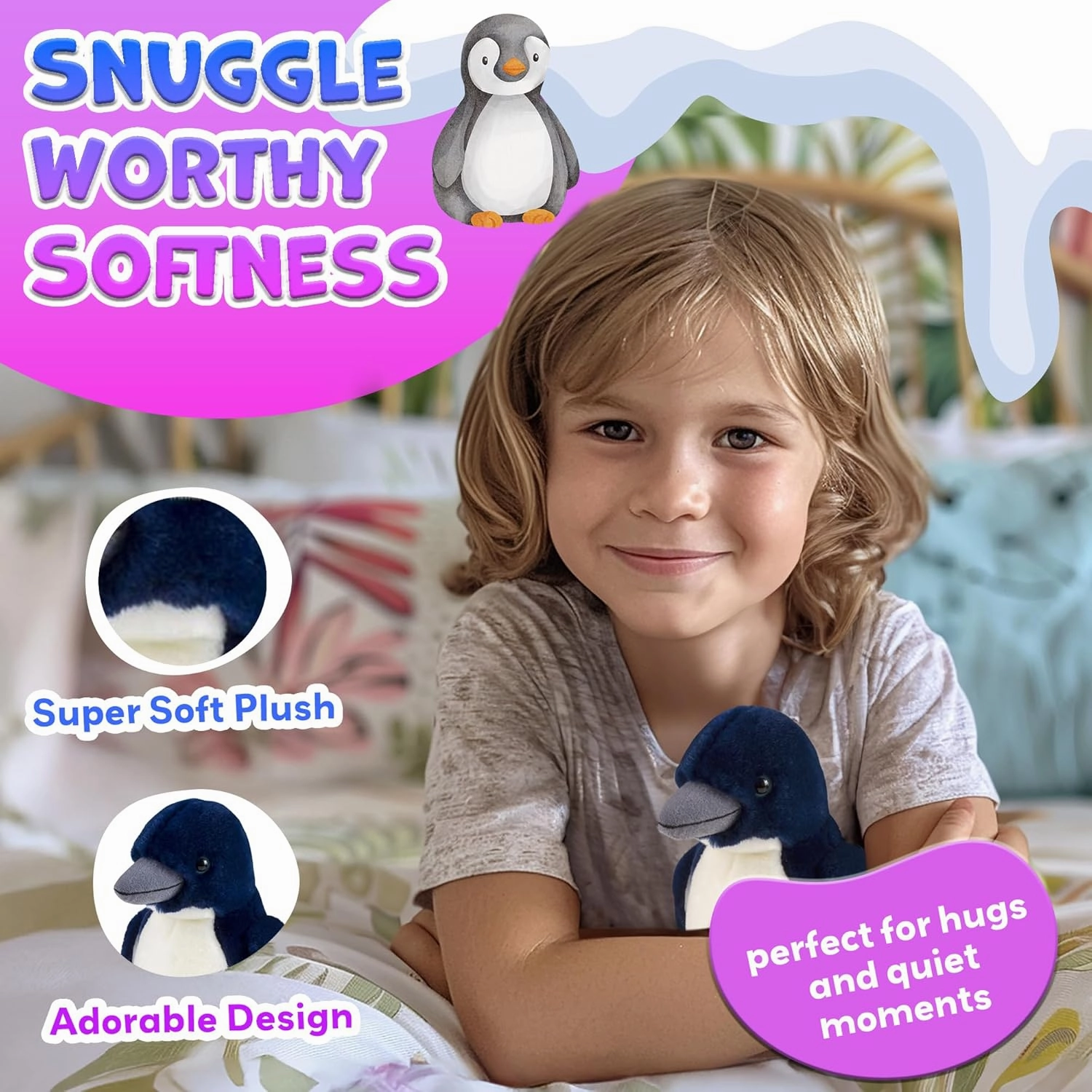 Forest & Twelfth 7" - 8" Stuffed Animal, Soft Plush Toy, Cute Stuffed Animal for Boys and Girls, Realistic Looking Small Stuffed Animals, Nursery and Room Decor (7" Fairy Penguin)