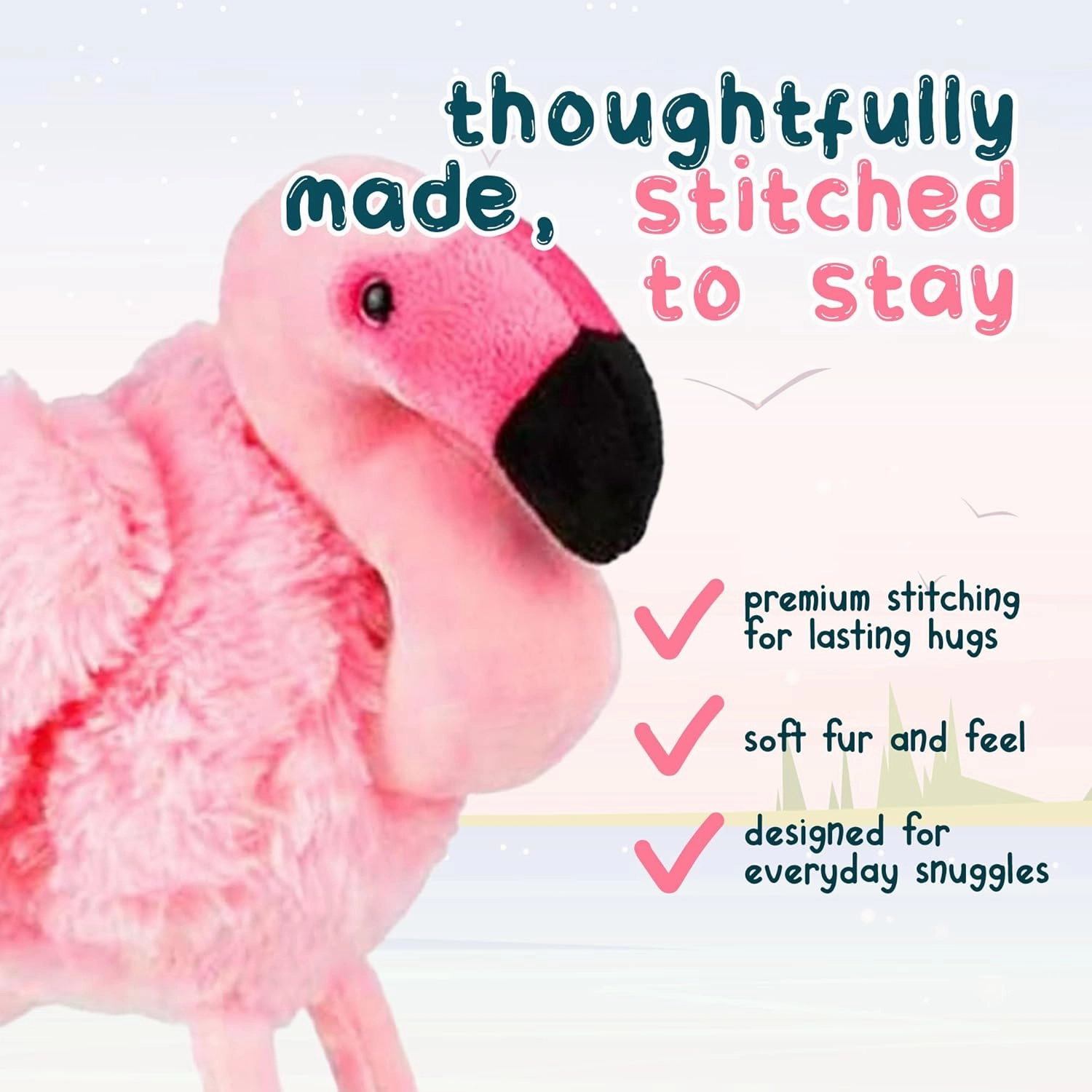 Forest & Twelfth 7" - 8" Stuffed Animal, Soft Plush Toy, Cute Stuffed Animal for Boys and Girls, Realistic Looking Small Stuffed Animals, Nursery and Room Decor (8" Flamingo)