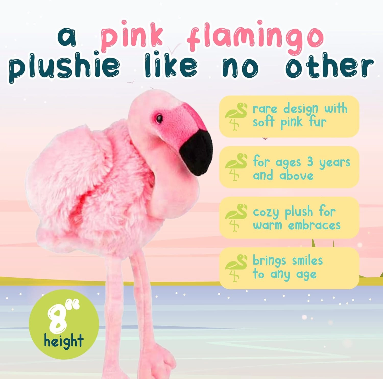 Forest & Twelfth 7" - 8" Stuffed Animal, Soft Plush Toy, Cute Stuffed Animal for Boys and Girls, Realistic Looking Small Stuffed Animals, Nursery and Room Decor (8" Flamingo)