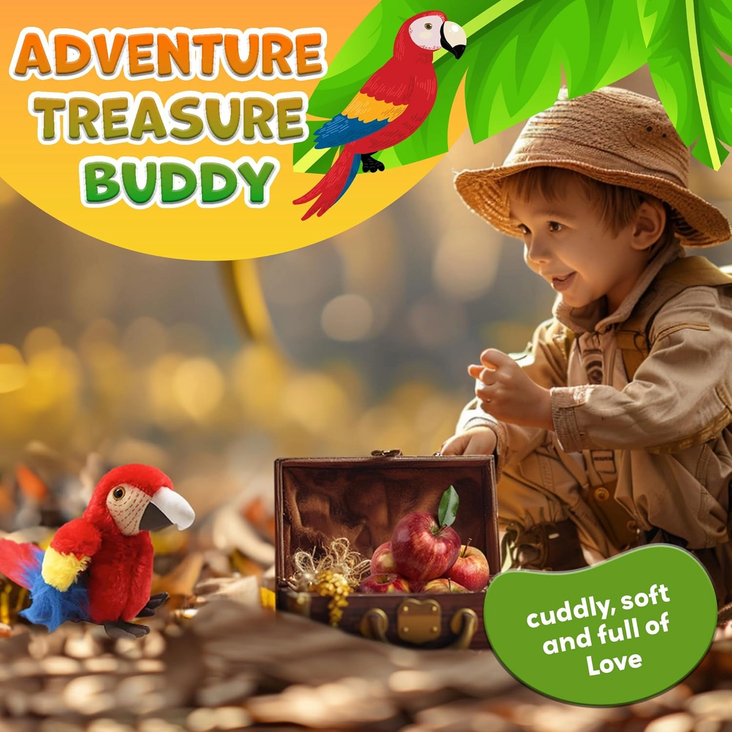 Forest & Twelfth 7" - 8" Stuffed Animal, Soft Plush Toy, Cute Stuffed Animal for Boys and Girls, Realistic Looking Small Stuffed Animals, Nursery and Room Decor (8" Macaw Red)