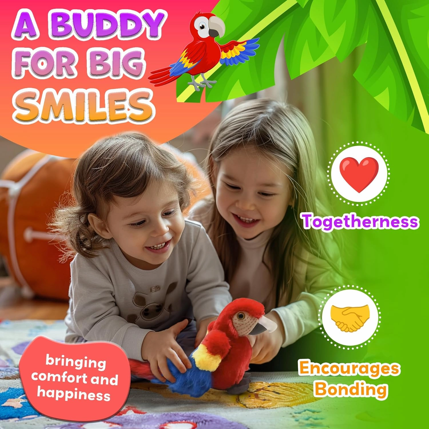 Forest & Twelfth 7" - 8" Stuffed Animal, Soft Plush Toy, Cute Stuffed Animal for Boys and Girls, Realistic Looking Small Stuffed Animals, Nursery and Room Decor (8" Macaw Red)