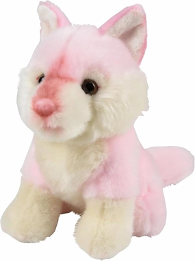 Forest & Twelfth 7" Stuffed Pink Wolf, Soft Plush Toy, Cute Stuffed Animal for Boys and Girls, Realistic Looking Small Stuffed Wolf, Nursery and Room Decor (7" Pink Wolf)