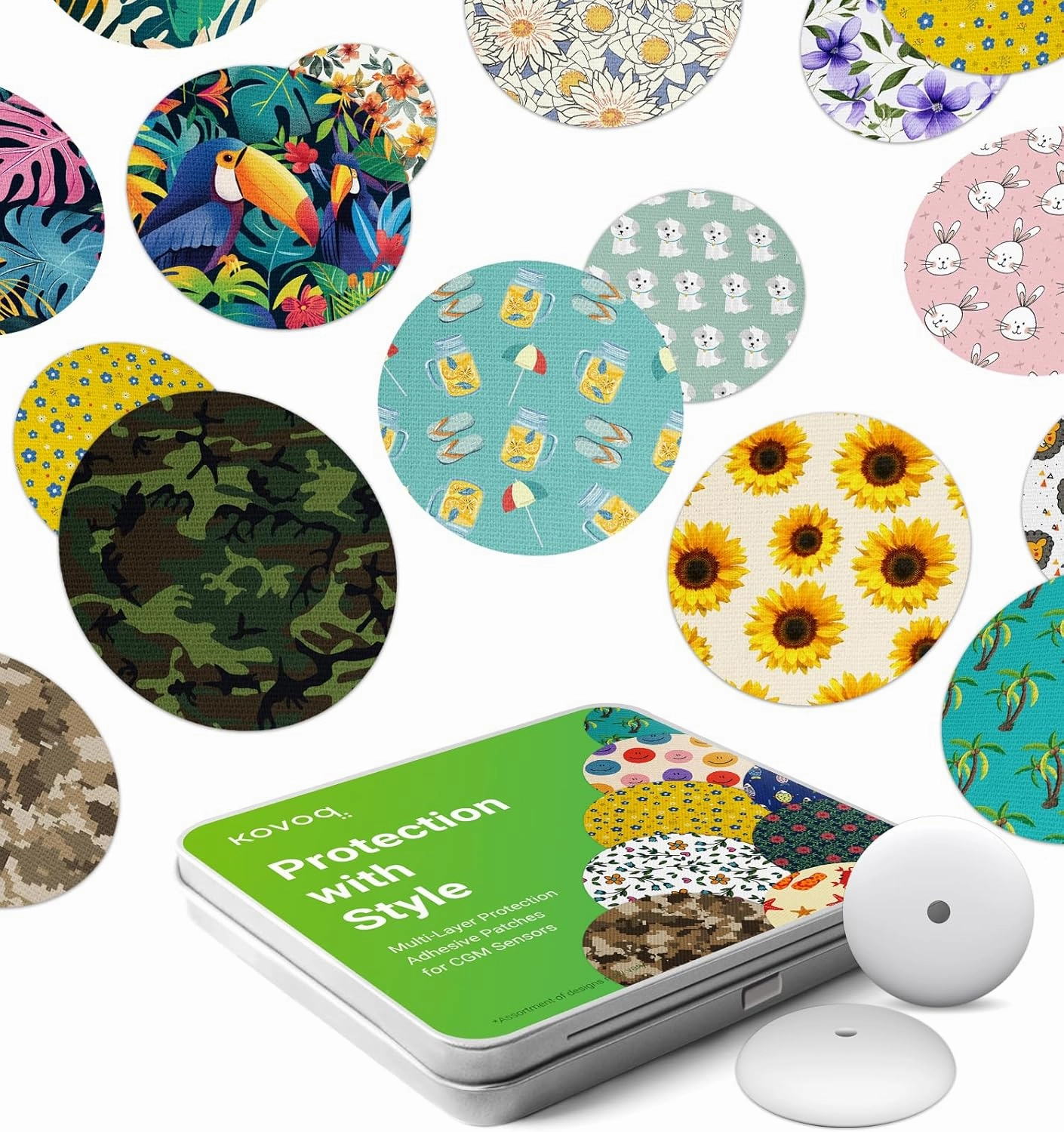 Freestyle Libre 3 & Plus Sensor Covers Waterproof, 2pcs Protective Hardshell Cover   10pcs Surprise Pattern Sensor Patches, Multiple Protection for CGM Glucose Monitor