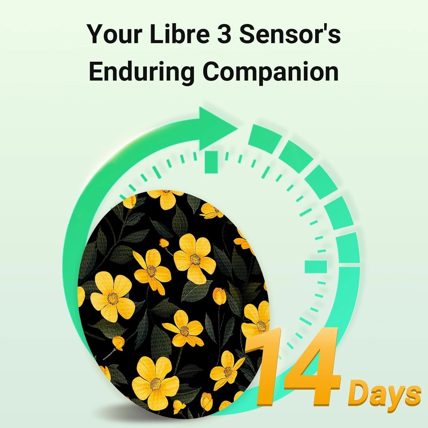Freestyle Libre 3 Sensor Covers, 16 Printed Waterproof Libre 3 Adhesive Patches, 1 Hardshell Cover for Enhanced Safeguard, Breathable, 14 Days Protection with Style (Yellow Flowers)