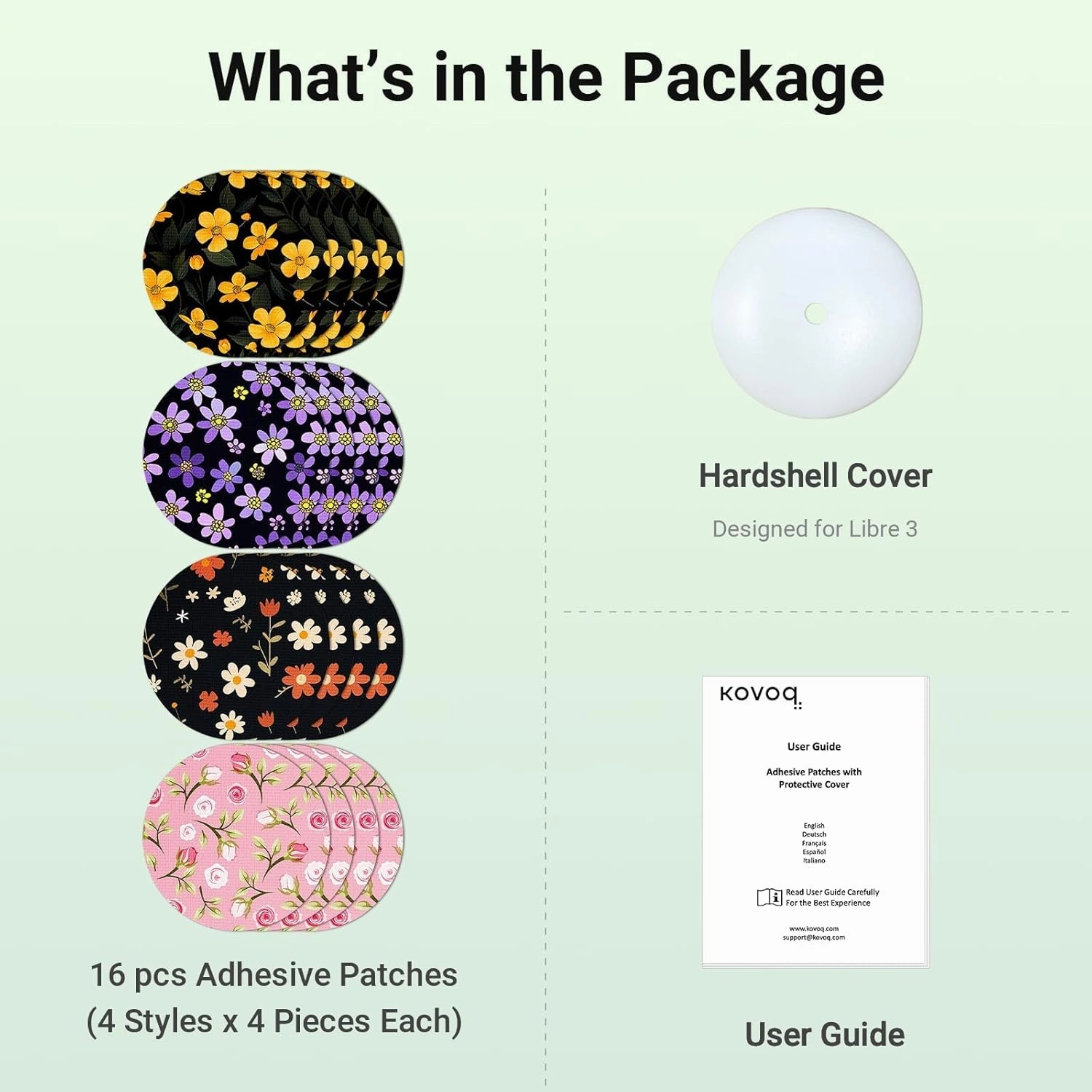 Freestyle Libre 3 Sensor Covers, 16 Printed Waterproof Libre 3 Adhesive Patches, 1 Hardshell Cover for Enhanced Safeguard, Breathable, 14 Days Protection with Style (Yellow Flowers)