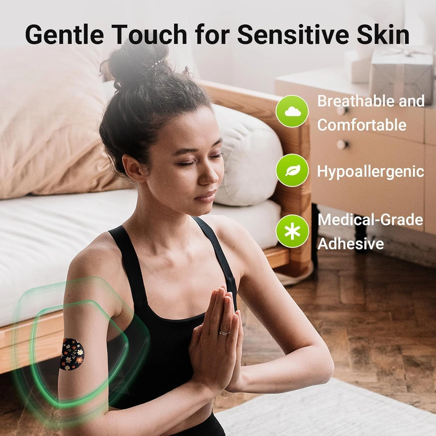 Freestyle Libre 3 Sensor Covers, 16 Printed Waterproof Libre 3 Adhesive Patches, 1 Hardshell Cover for Enhanced Safeguard, Breathable, 14 Days Protection with Style (Yellow Flowers)