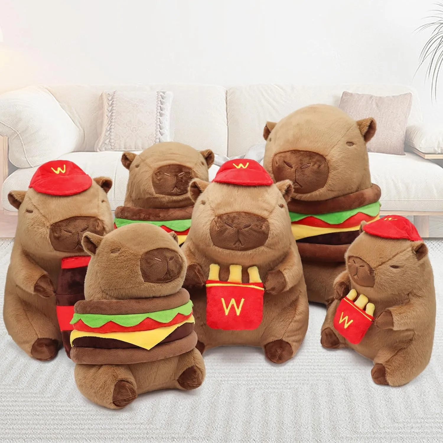 French Fries Capybara Plush 17.7inch, Cute French Fry Capybara Stuffed Animal Giant Capibara Plushies Pillow Toy Gifts for Boys Girls Kids