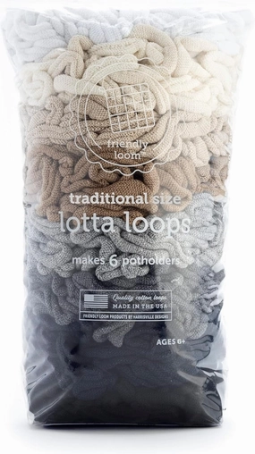 friendly loom | Lotta Loops - 7” Traditional-Sized Neutral Themed Potholder Weaving Loops | Craft 6 Cotton Potholders