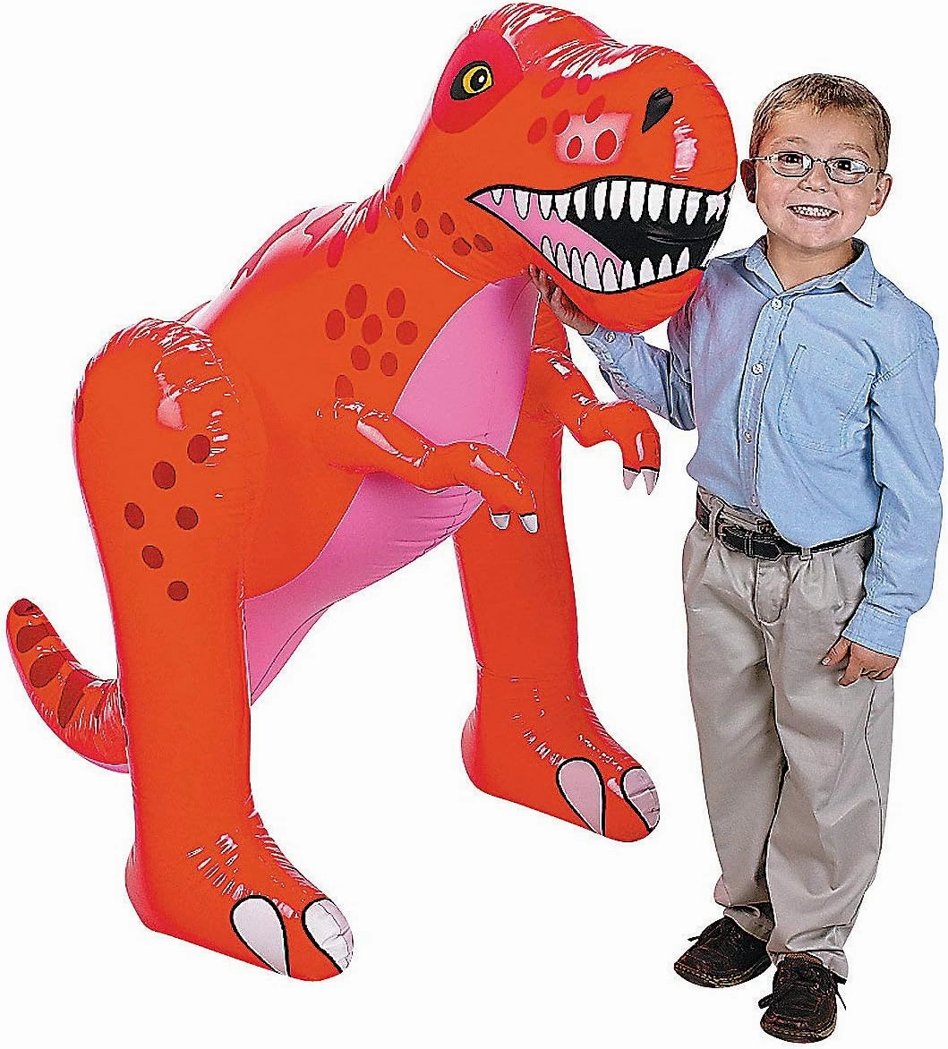 Fun Express Giant Inflatable Dinosaur (4 feet Tall T-Rex) Fun Party Decor and Toy - VBS Vacation Bible School Supplies/Decor