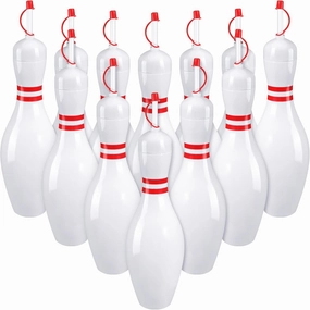 Funtery 24 Set Bowling Lovers Gifts for Men Women 25 oz Reusable Bowling Pin Plastic Water Bottles with Straws and Lids Sports Fans Party Favors