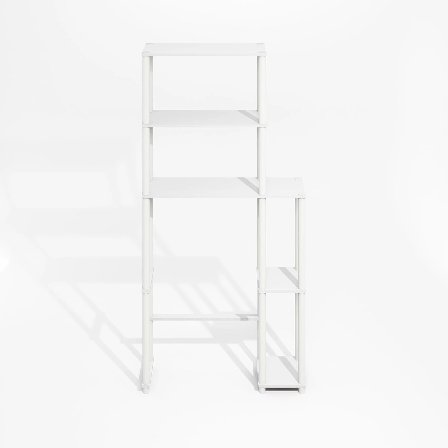 Furinno Turn-N-Tube Freestanding Over-The-Toilet Bathroom Shelves, Storage Rack with 5 Shelves, Black Espresso/Black