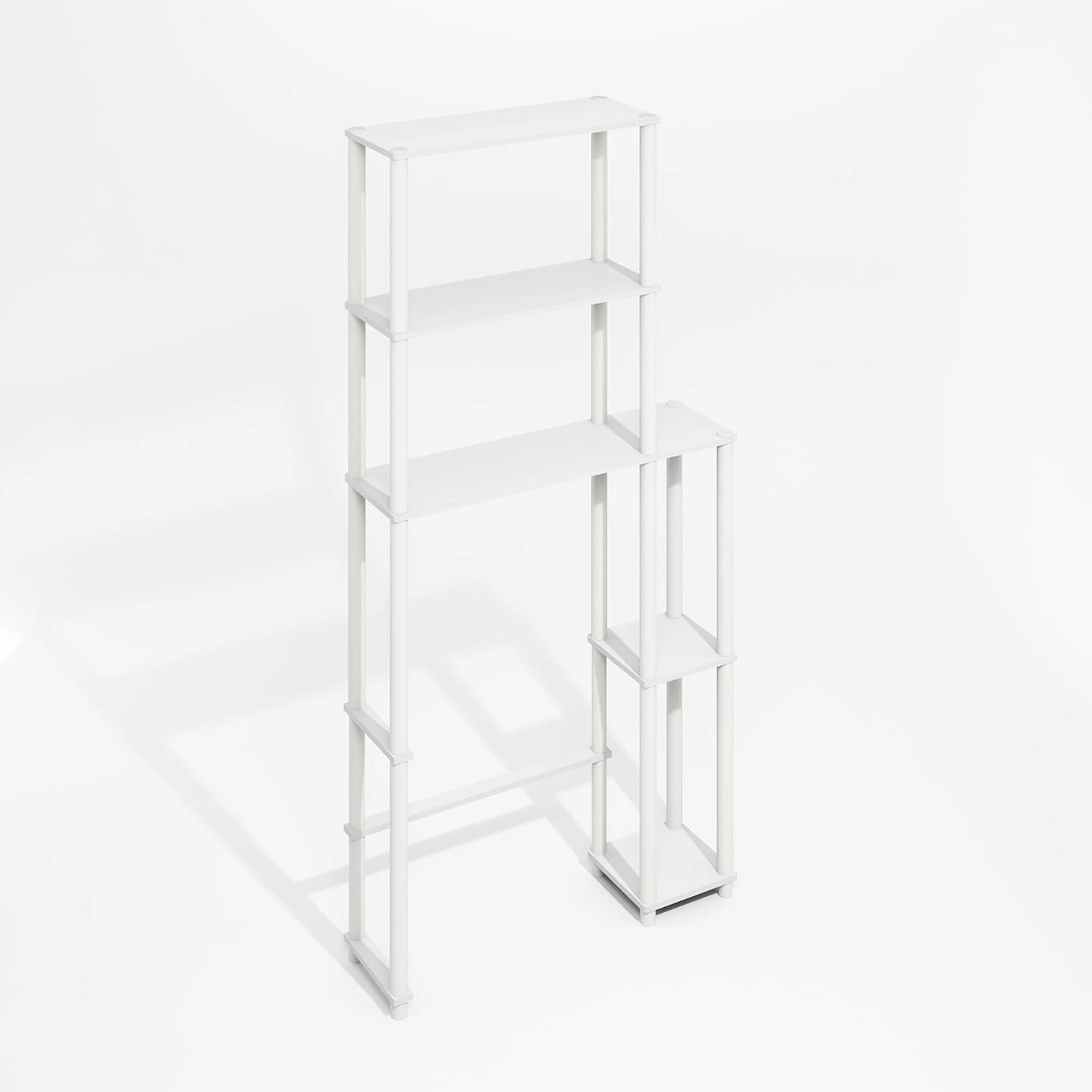 Furinno Turn-N-Tube Freestanding Over-The-Toilet Bathroom Shelves, Storage Rack with 5 Shelves, Black Espresso/Black