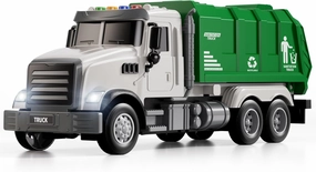 Garbage Truck Toy for Kids 1 2 3 4 5 6 Years Old - Sanitation Vehicle Set, Friction Powered Recycle Truck Playset with Sound Light, City Car Toys for Boys 3-8, Toddler Birthday Gift Toys