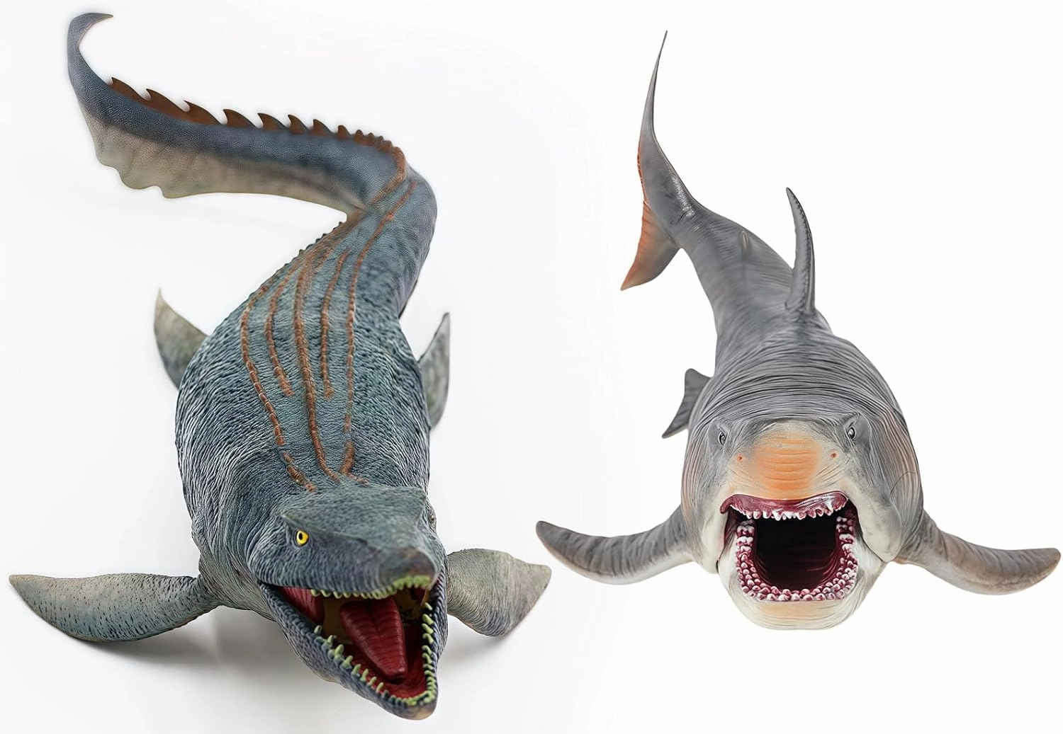 Gemini&Genius Mosasaurus and Megloden Dinosaur Toys, Ocean Monsters Shark Action Figurines, Great for Collector, Party Favor and Birthday Gift to Boys and Girls 3-12 Years Old