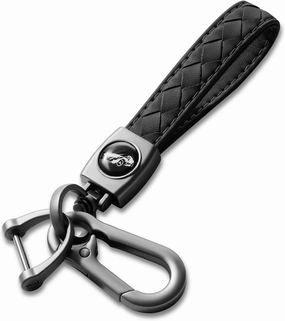 Genuine Leather Key Chain Compatible with XE XF XJ F-PACE E-PACE F-Type, Keychain for Men and Women Accessories Family Present Black