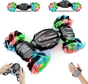 Gesture Sensing RC Stunt Car Toy for Boy Age 5-7 8-13, Birthday Gift for Boy, 4WD Hand Controlled Remote Control Car with Rotate, Drift, Twist, Colorful Light, Music