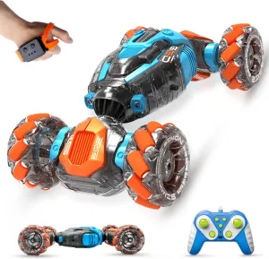 Gesture Sensing RC Stunt Car Toys for 6-12 yr Boys&Girls, 2.4 GHz Double-Sided Driving 360-degree Flips Rotating 4WD All-Terrain RC Car Toy, Best Birthday Gifts for Kids(Blue)