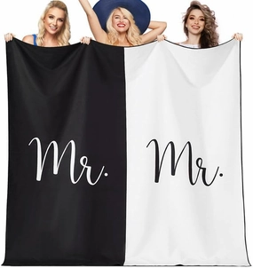 Giant Microfiber Beach Blanket Towel Sandproof Fast Dry Thin Extra Large Xl Compact Shelter Must Haves Alaska Canopy Ship Cruise Essentials Florida Travel Accessories Item Gift Black White Letter