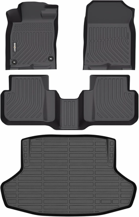 GINOWY-Floor Mats & Cargo Liner for Honda Civic Hybrid Sedan 2025, TPE All Weather Civic Car Floor Mats, Non-Slip Trunk Mat Civic Floor Liners Accessories Black