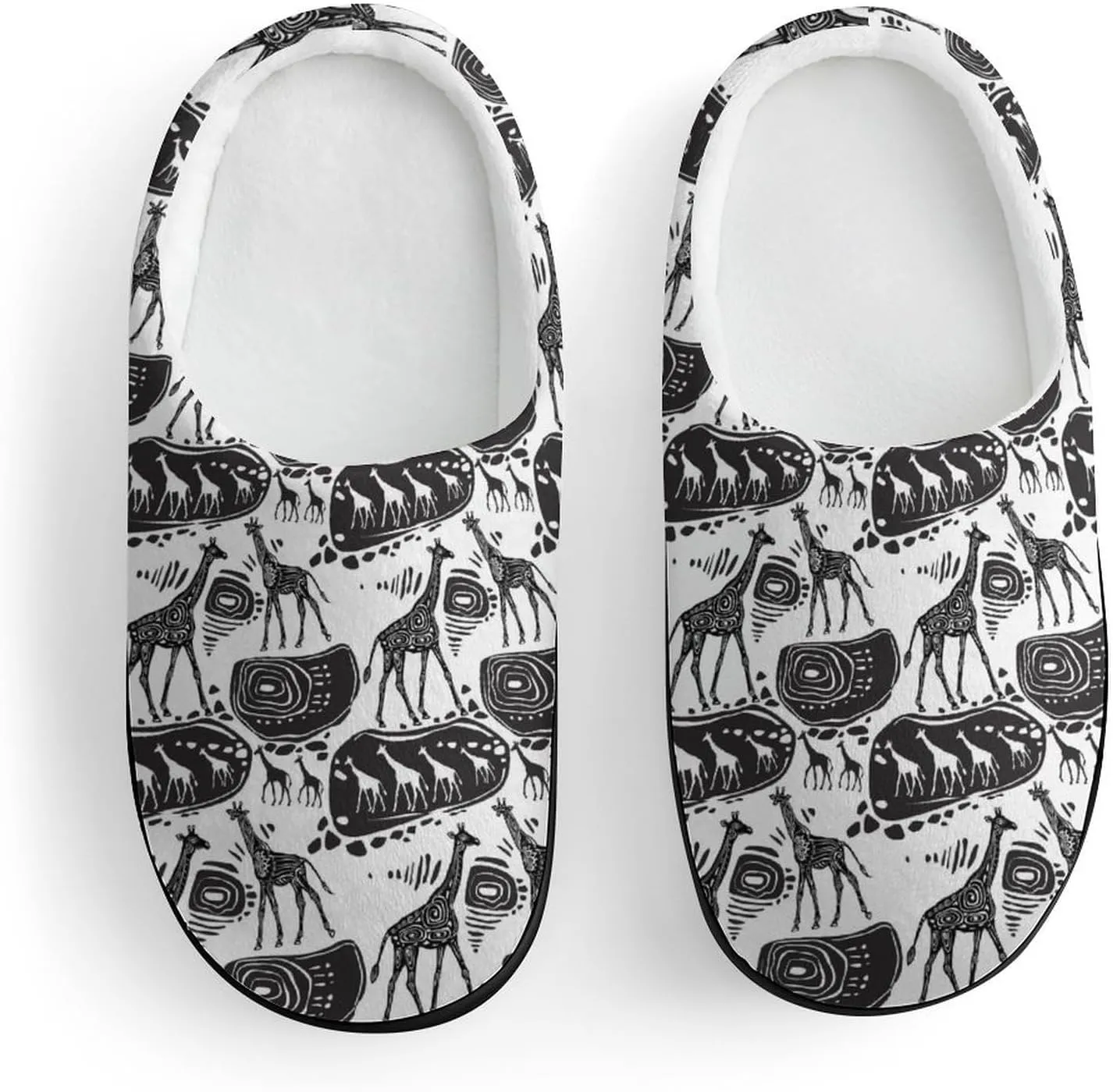 Giraffes And Ethnic Motifs Print Slippers for Boys Girls Home Cotton Slippers Non-Slip Warm Little Kids Slippers