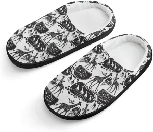 Giraffes And Ethnic Motifs Print Slippers for Boys Girls Home Cotton Slippers Non-Slip Warm Little Kids Slippers
