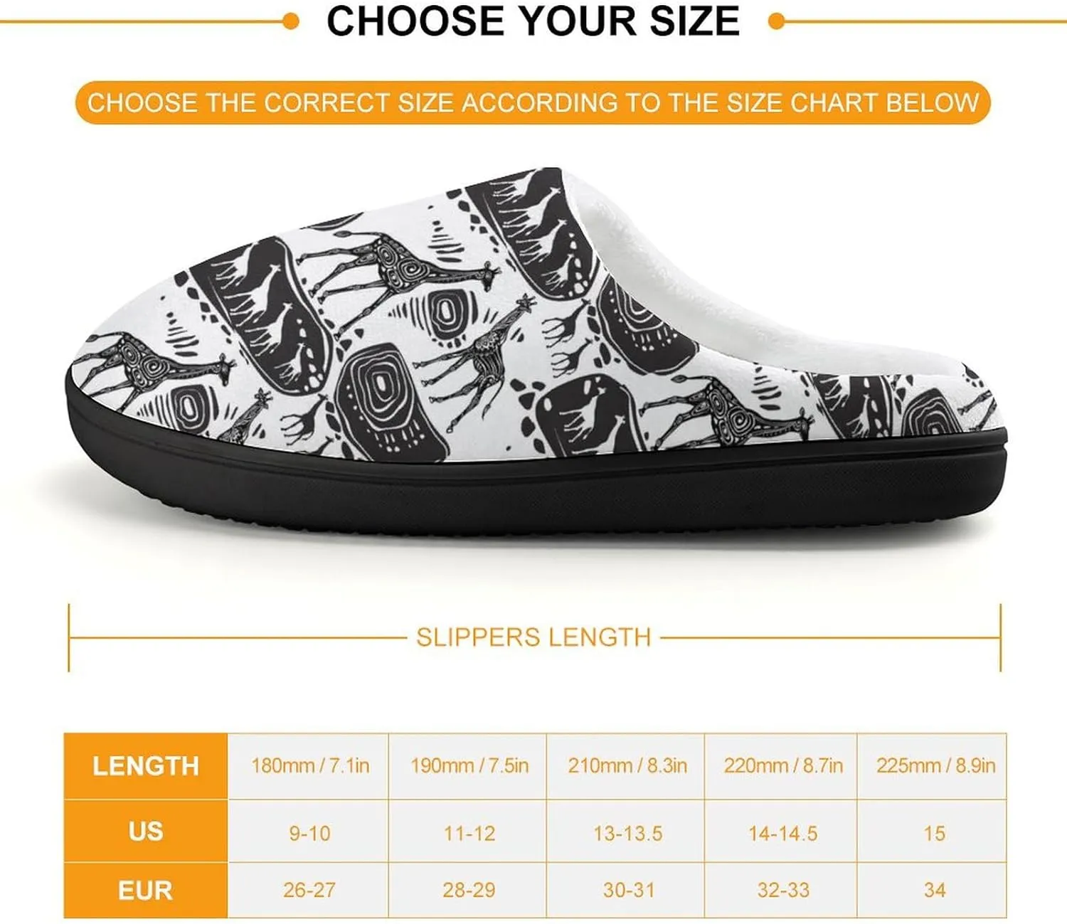 Giraffes And Ethnic Motifs Print Slippers for Boys Girls Home Cotton Slippers Non-Slip Warm Little Kids Slippers