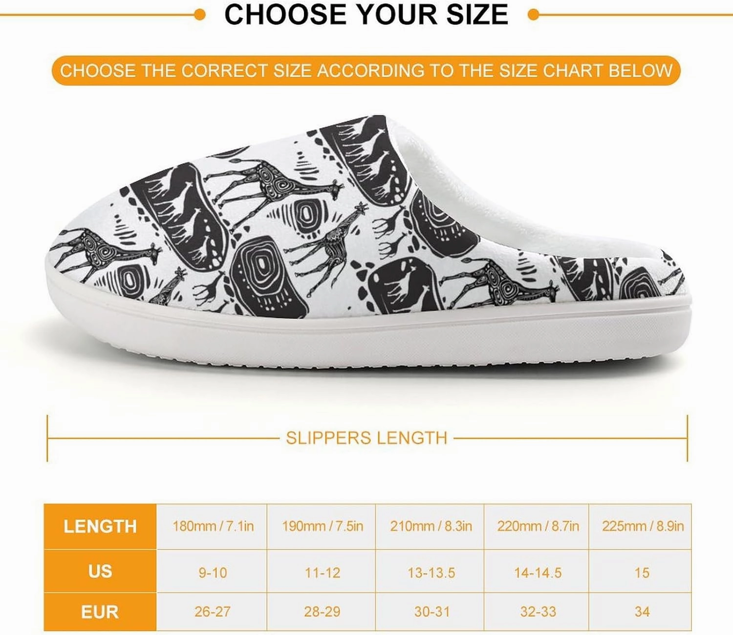 Giraffes And Ethnic Motifs Print Slippers for Boys Girls Home Cotton Slippers Non-Slip Warm Little Kids Slippers