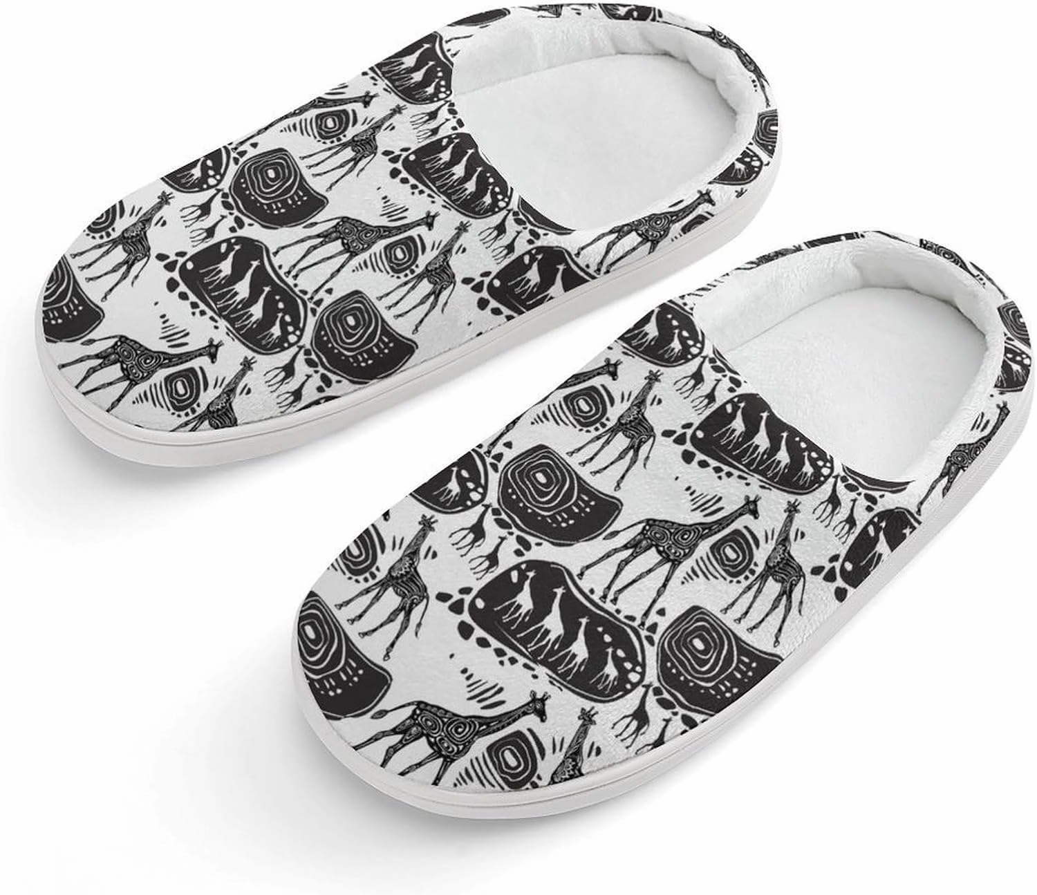 Giraffes And Ethnic Motifs Print Slippers for Boys Girls Home Cotton Slippers Non-Slip Warm Little Kids Slippers