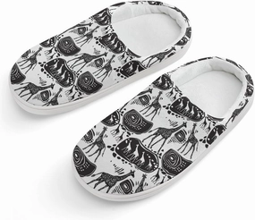 Giraffes And Ethnic Motifs Print Slippers for Boys Girls Home Cotton Slippers Non-Slip Warm Little Kids Slippers