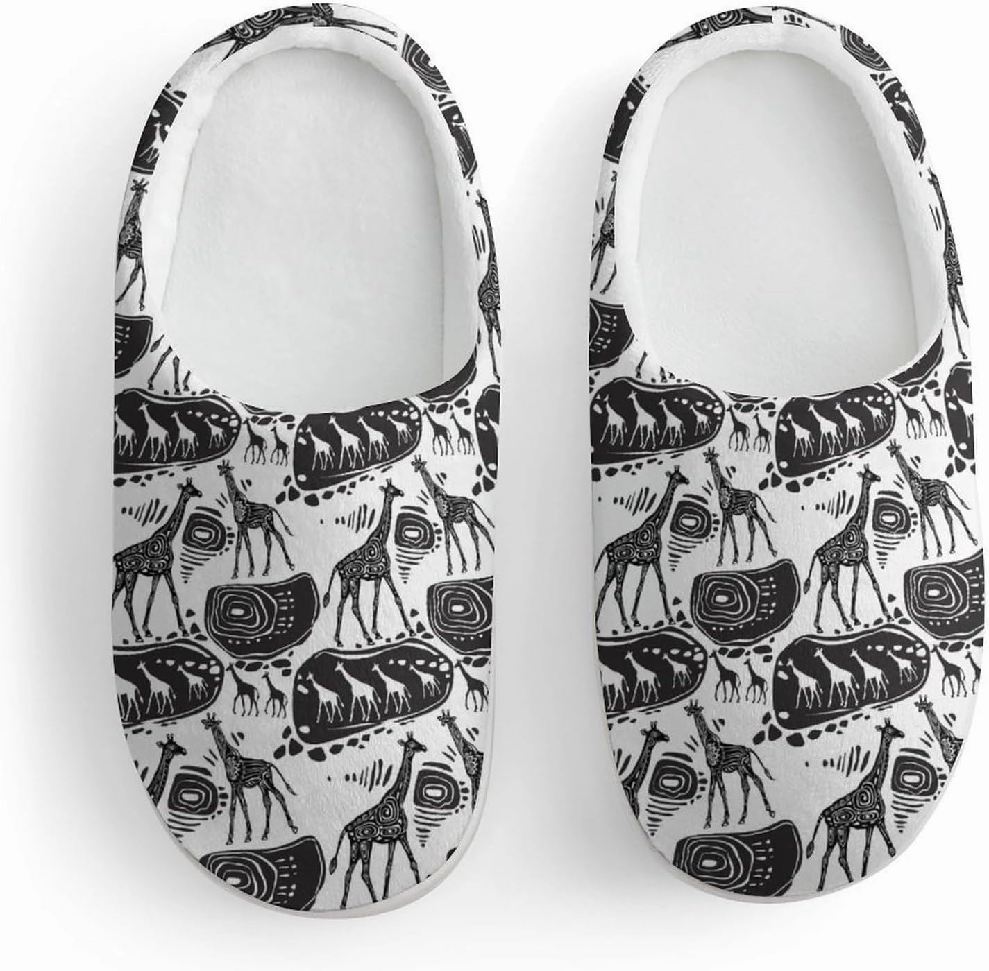 Giraffes And Ethnic Motifs Print Slippers for Boys Girls Home Cotton Slippers Non-Slip Warm Little Kids Slippers