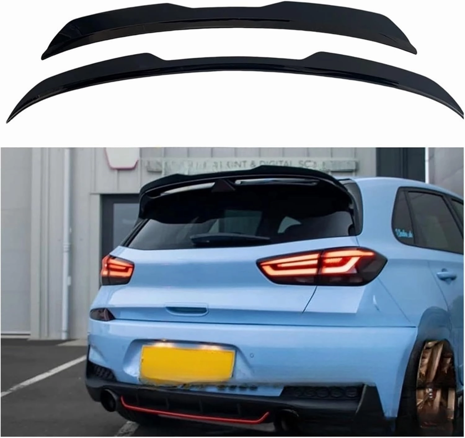 Gloss Black ABS Rear Spoiler Cap Roof Wing Compatible with Hyundai I30 N MK3 I30N Hatchback 2017 2018 2019 2020 Trunk Spoiler Tuning Bodykit(Grass green)