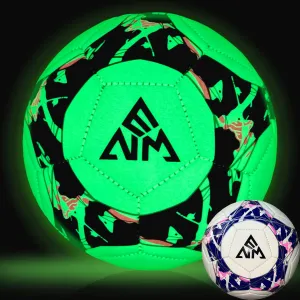 Glow in The Dark Soccer Ball Size 5, Light Up Soccer Ball Luminous Soccer Balls for Day&Night Games, Indoor/Outdoor Training Gifts for Men Youth and Adult