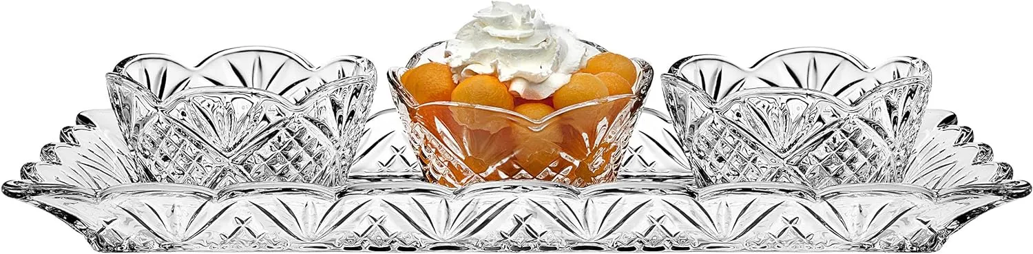 Godinger Dublin Relish Server Tray Set with Tray & Relish Bowls, 4 Piece Set