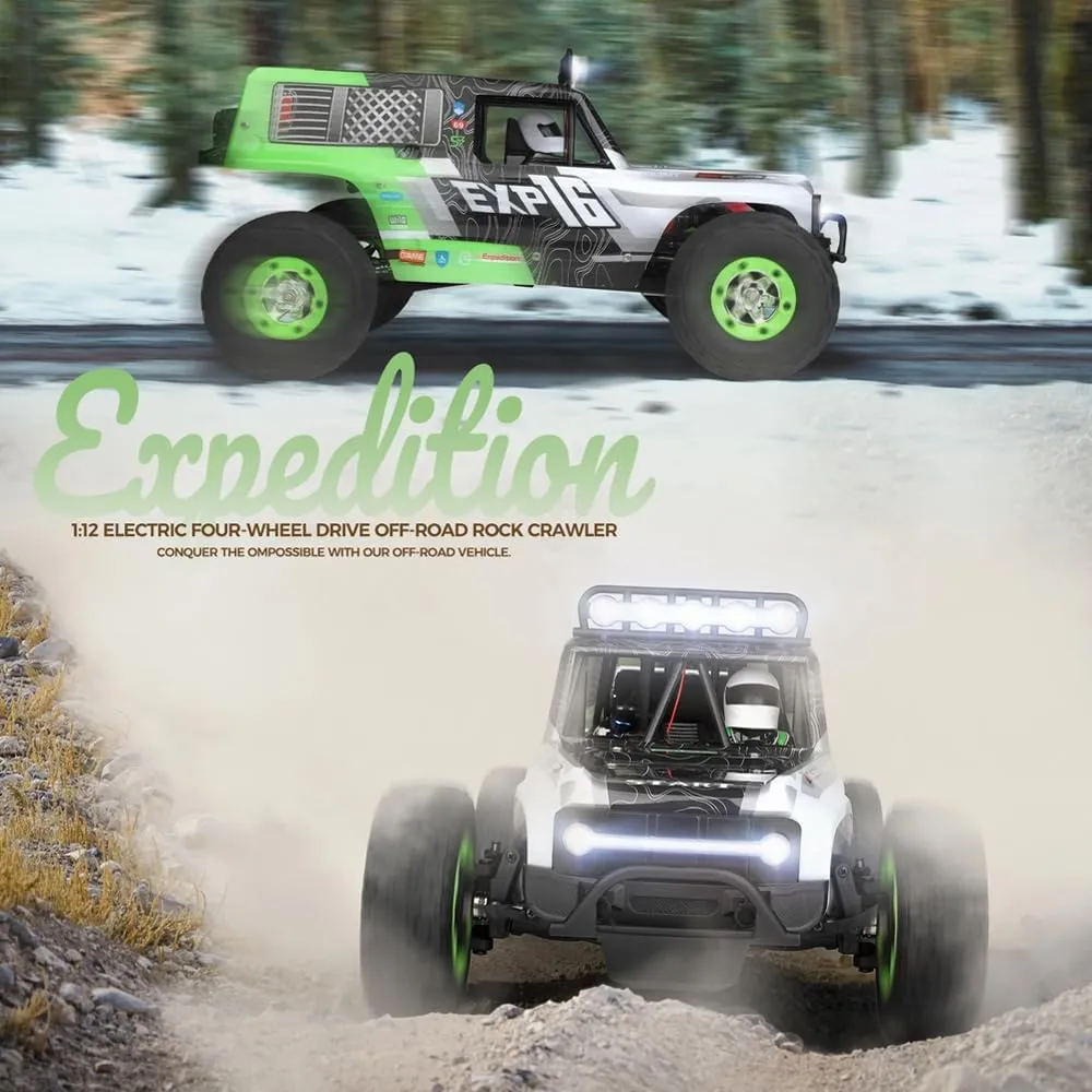 GoolRC WLtoys 124006 RC Car, 1:12 Scale Remote Control Car, 4WD 40KM/H High Speed RC Truck, 2.4GHz Off-Road RC Crawler RTR with LED Lights for Kids and Adults (Red)