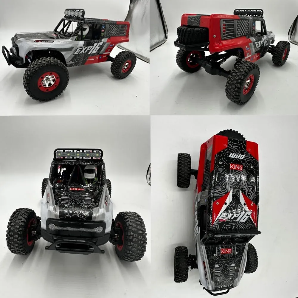 GoolRC WLtoys 124006 RC Car, 1:12 Scale Remote Control Car, 4WD 40KM/H High Speed RC Truck, 2.4GHz Off-Road RC Crawler RTR with LED Lights for Kids and Adults (Red)
